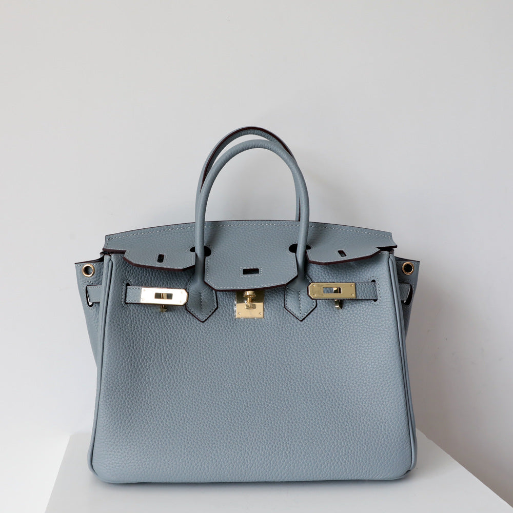 Premium Pebbled Leather Birkin-Inspired Tote Bag for Women, Genuine Leather Shoulder Crossbody Top-Handle Handbag with Spacious Design, Everyday Purse