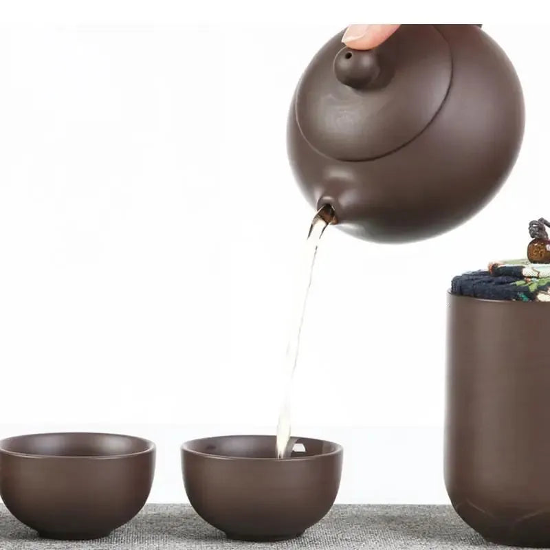 Purple Clay Travel Tea Set Home Kung Fu Tea Set Teacup Teapot Ceramics Tea Making Utensils Outdoor Portable Tea Making Utensils 240625