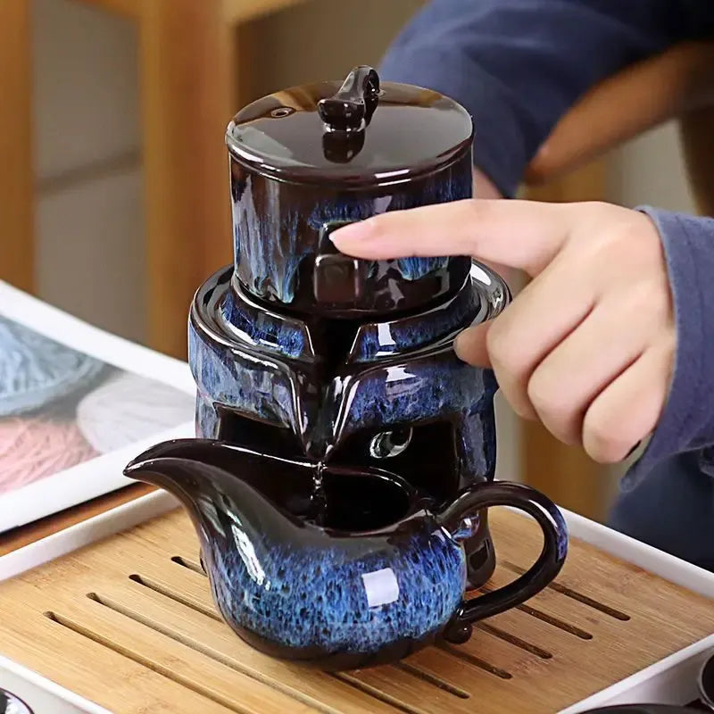 Chinese Ceramic Purple Clay Tea Set 8 Pcs Set Semi Automatic Tea Sets Tea Cup The Kung Fu Teapot Set
