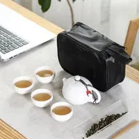 Portable Chinese Kung Fu Tea Set with Purple Ceramic Teapot, Gaiwan and Teacups for Tea Ceremony LL