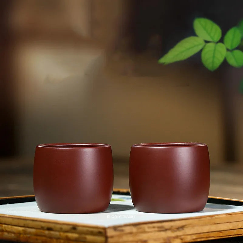 2 Pcs/set Authentic Yixing Purple Clay Teacup Travel Meditation Cup Handmade Tea Bowl Master Tea Cup Chinese Zisha Tea Set 70ml