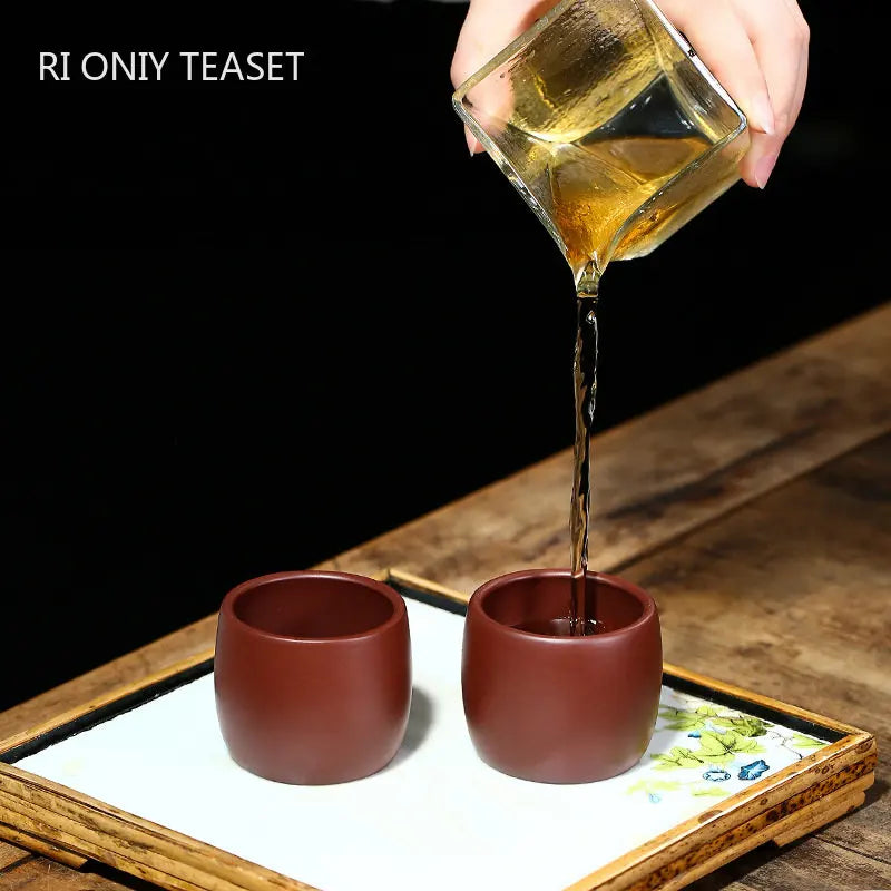 2 Pcs/set Authentic Yixing Purple Clay Teacup Travel Meditation Cup Handmade Tea Bowl Master Tea Cup Chinese Zisha Tea Set 70ml