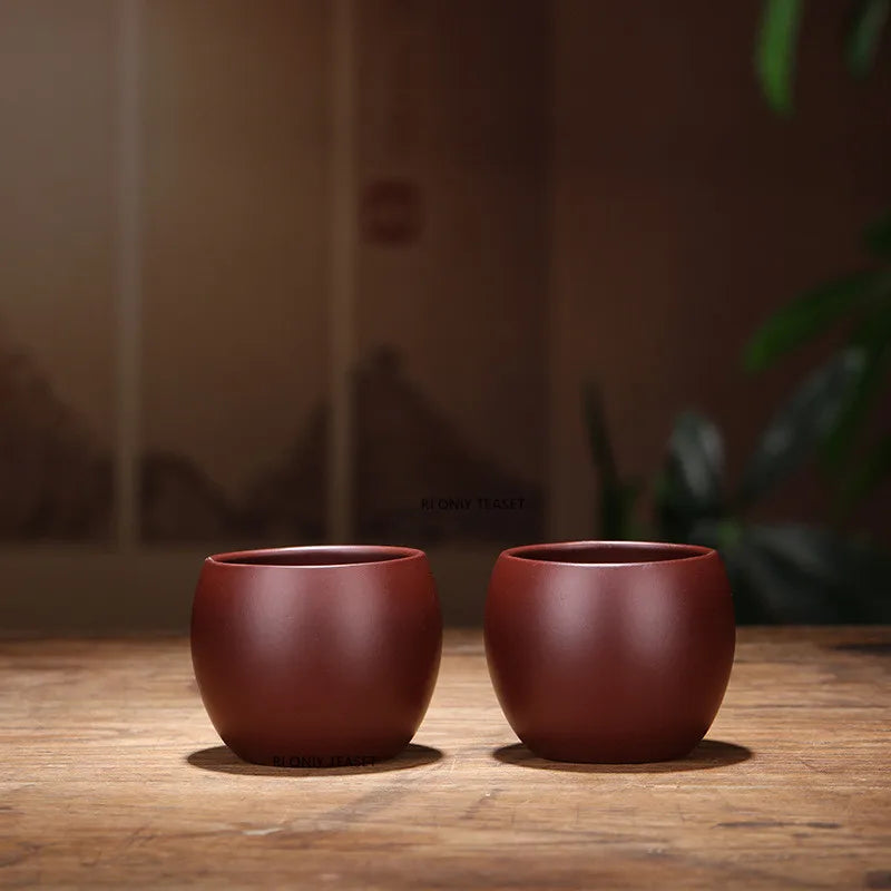 2 Pcs/set Yixing Raw Ore Purple Clay Teacup Boutique Handmade Tea Bowl Master Tea Cup Chinese Authentic Zisha Tea Set 80ml