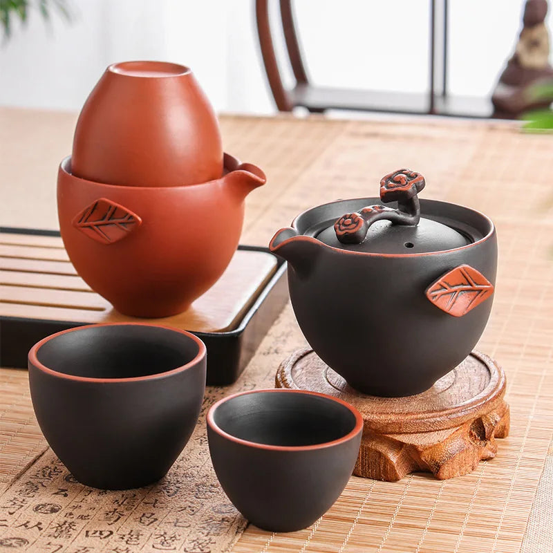 200cc Yixing Purple Clay Small Tea Set Include 1 Pot 2 Cups Pot Tea Ceremony zisha Ceramic Pottery Teacup china Kung Fu Tea Set