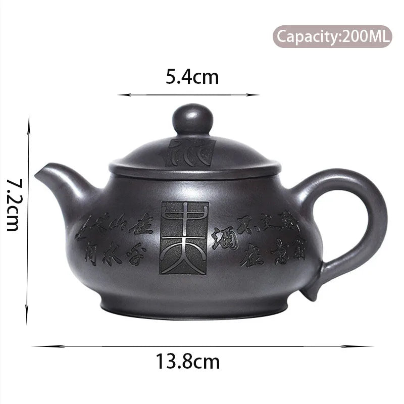 200ml Chinese Yixing Raw Ore Purple Clay Teapots Famous Artists Handmade Tea Pot Kettle Authentic Zisha Tea Set Teaware