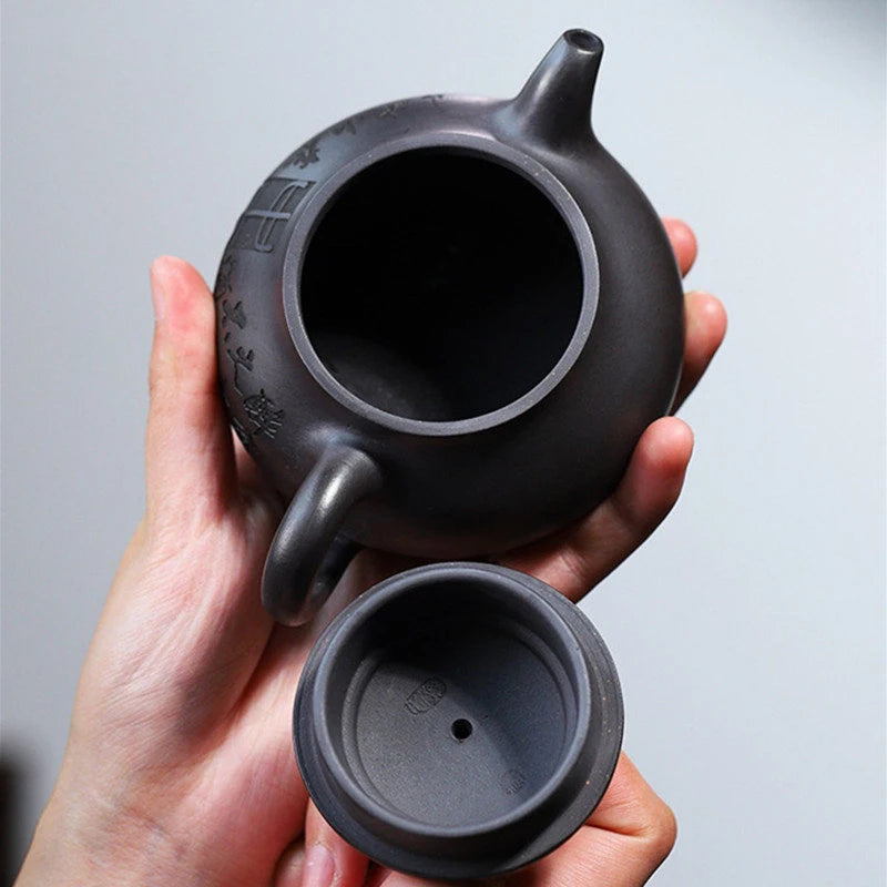 200ml Chinese Yixing Raw Ore Purple Clay Teapots Famous Artists Handmade Tea Pot Kettle Authentic Zisha Tea Set Teaware