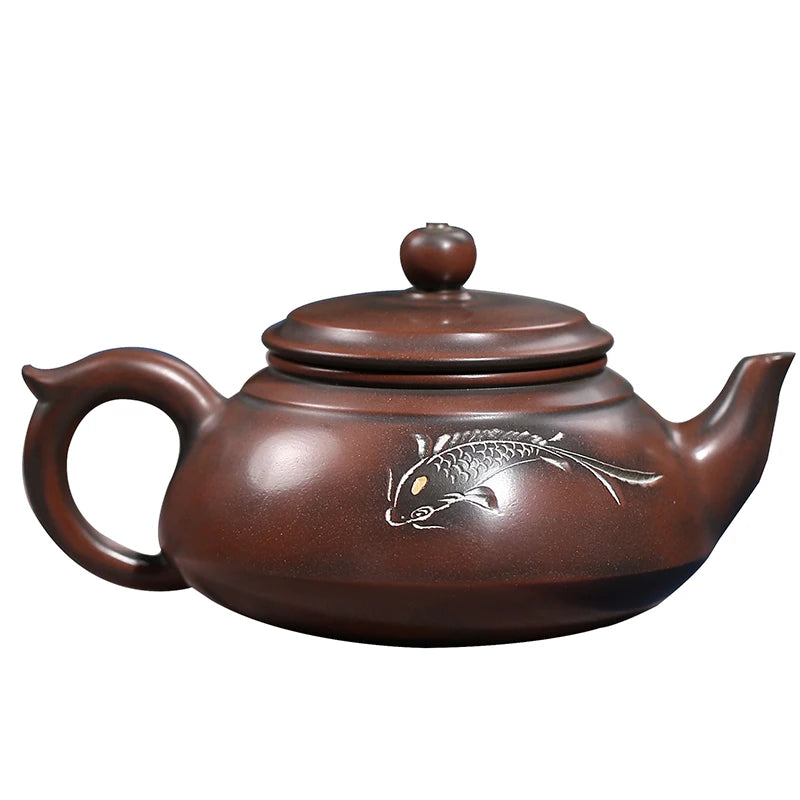 200ml nixing teapot tea pot filter Teapot  handmade carving fish nixing clay customized gifts authentic Banyue Teapot theiere