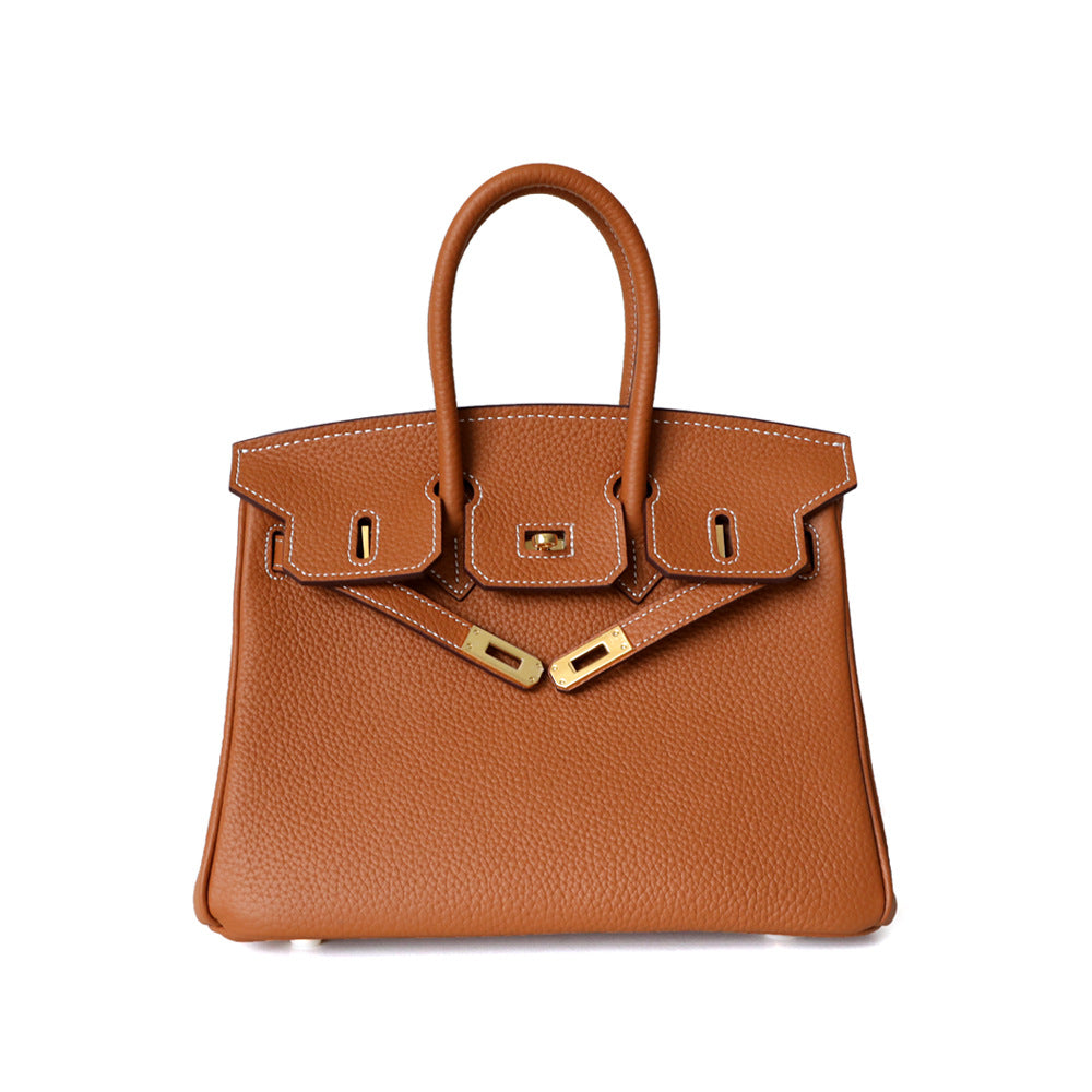 Premium Pebbled Leather Birkin-Inspired Tote Bag for Women, Genuine Leather Shoulder Crossbody Top-Handle Handbag with Spacious Design, Everyday Purse