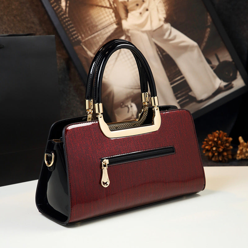 Genuine Patent Leather Color Block Shoulder Bag for Women, New Spring Summer Fashionable Top Handle Crossbody Purse, Stylish Casual Handbag for Ladies