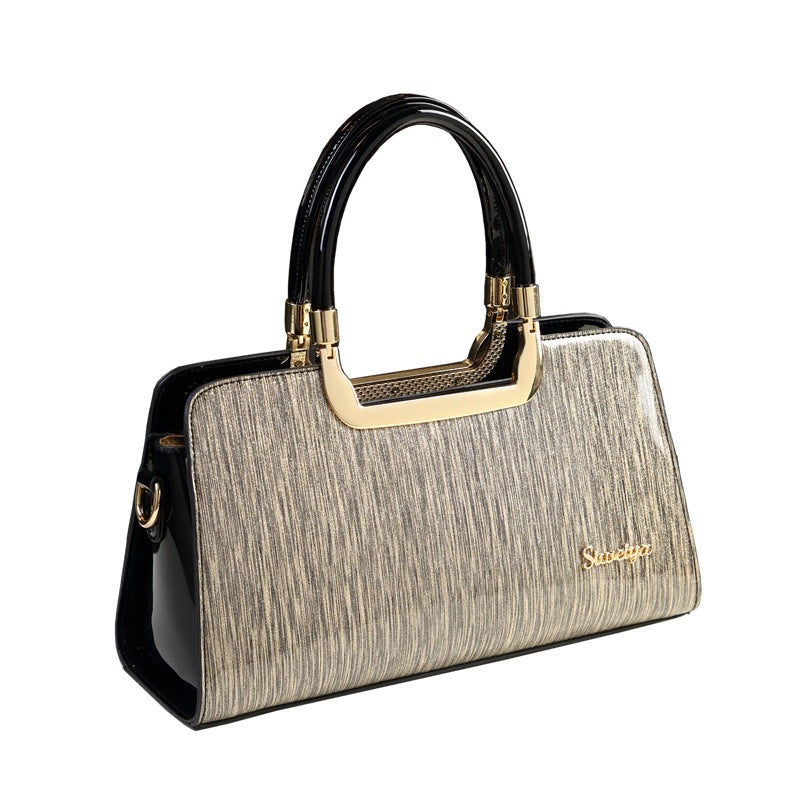 Genuine Patent Leather Color Block Shoulder Bag for Women, New Spring Summer Fashionable Top Handle Crossbody Purse, Stylish Casual Handbag for Ladies