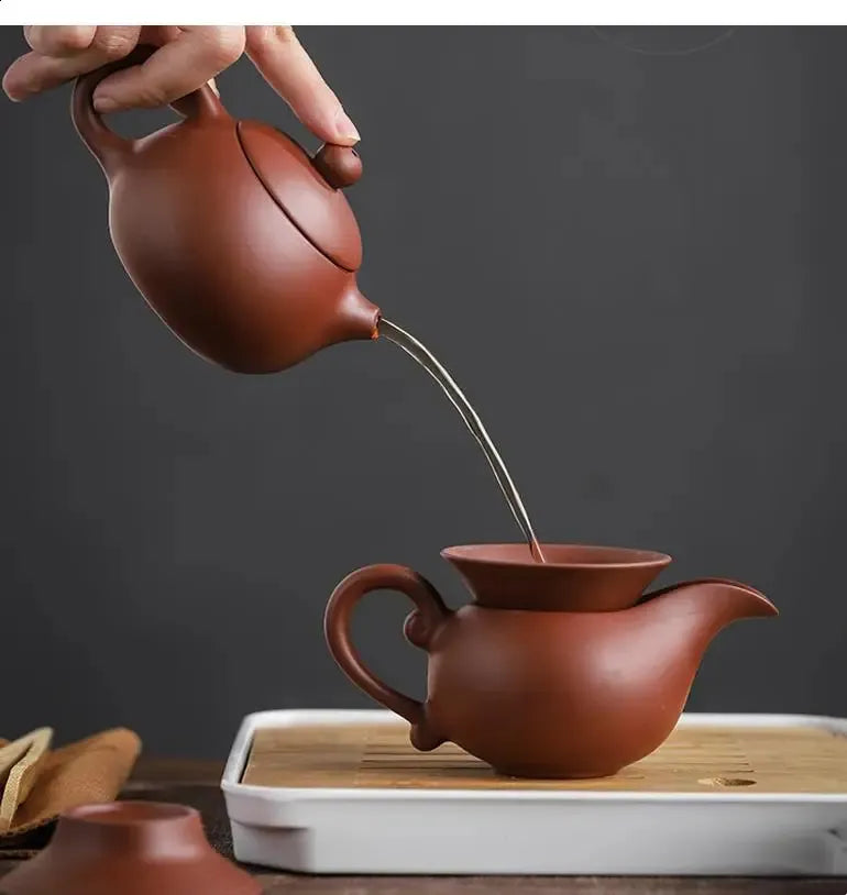 Chinese Tea Set Purple Clay Teapot Gaiwan Portable Outdoor Travel Tea Pot Set Tea Sea The Tea Ceremony Kung Fu Tea Set 240726