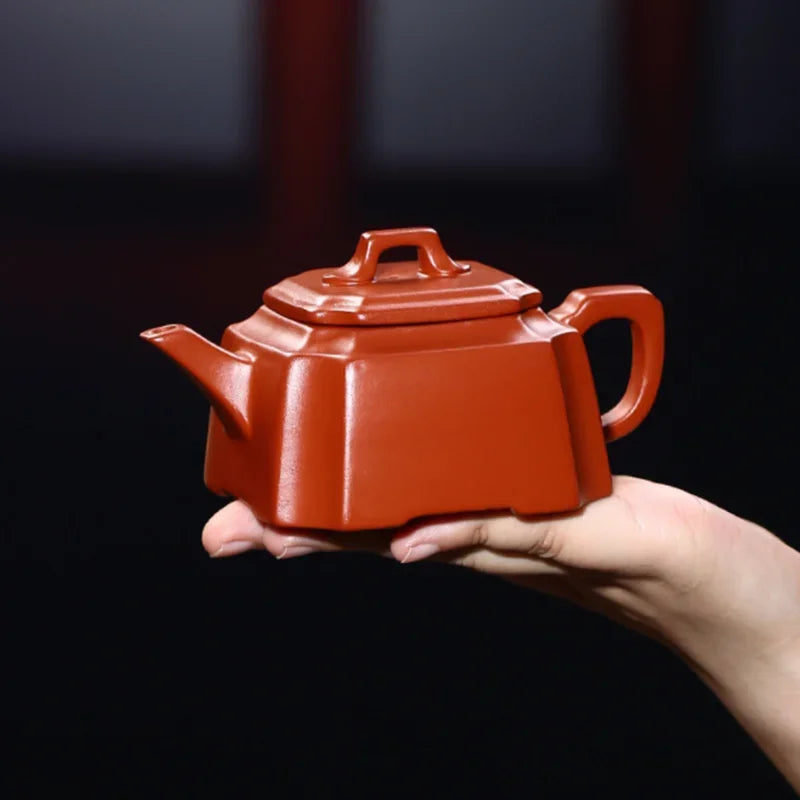 220ML Yixing Purple Clay Teapot Zisha Square Tea Pot Handmade Kung Fu Tea Set Teaware