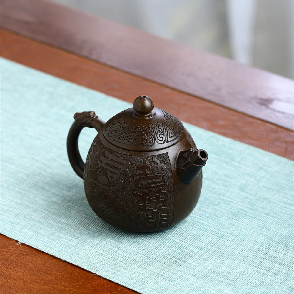 220ml Antique Yixing Purple Clay Tea Pot Raw Ore Zhu Mud Stone Scoop Teapot Chinese Beauty Filter Tea Infuser Zisha Teaware