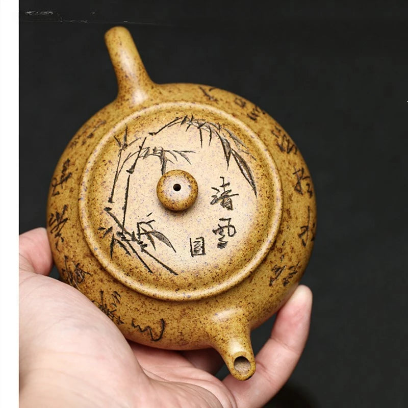 220ml Custom Yixing Purple Clay Teapot Section Mud Ball Hole Filter Tea Pot Hand-carved Zisha Tea Set Chinese Tea Accessories