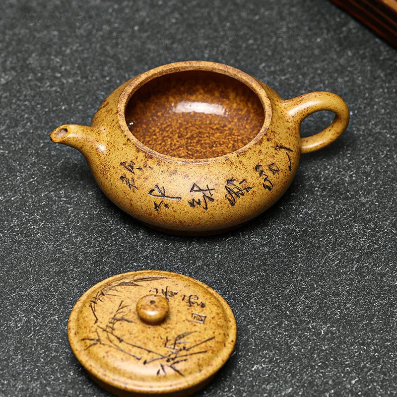 220ml Custom Yixing Purple Clay Teapot Section Mud Ball Hole Filter Tea Pot Hand-carved Zisha Tea Set Chinese Tea Accessories