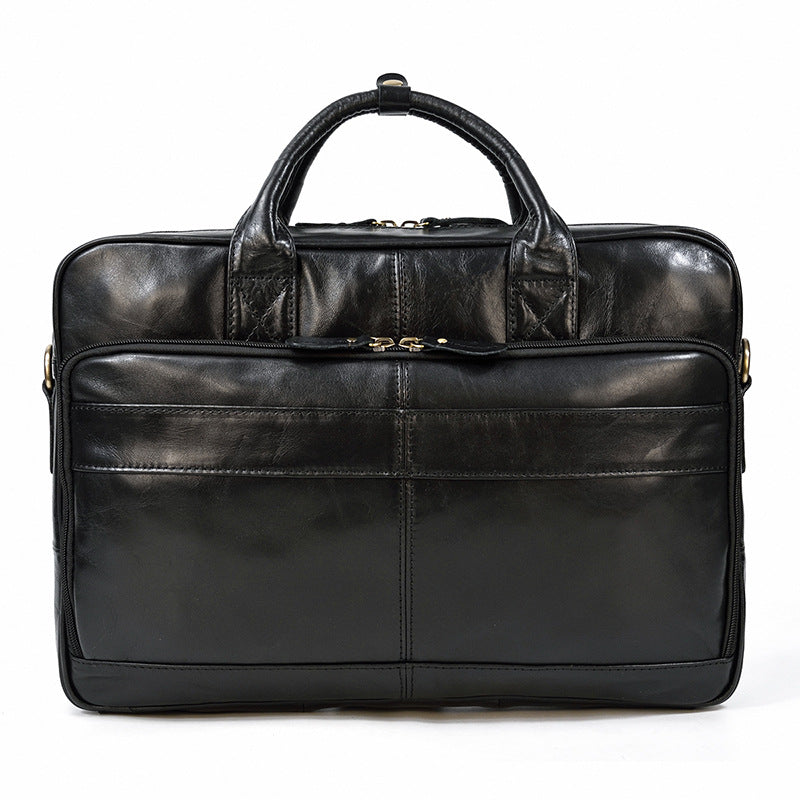 Genuine Top Layer Cowhide Business Briefcase for Men, Top Handle Shoulder Crossbody Laptop Bag, Outdoor Work Commute Bag 3319 for Gentlemen