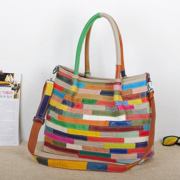 Genuine Cowhide Snakeskin Color Block Patchwork Handbag for Women, Handmade Large Capacity Crossbody Shoulder Tote Purse, Designer Leather Bag for Ladies