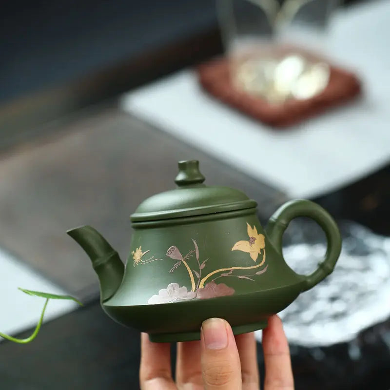 230CC Real Handmade Boutique Green Kettle Yixing Purple Clay Teapot Puer Tea Set Kung Fu Zisha Teaware Tea Pot