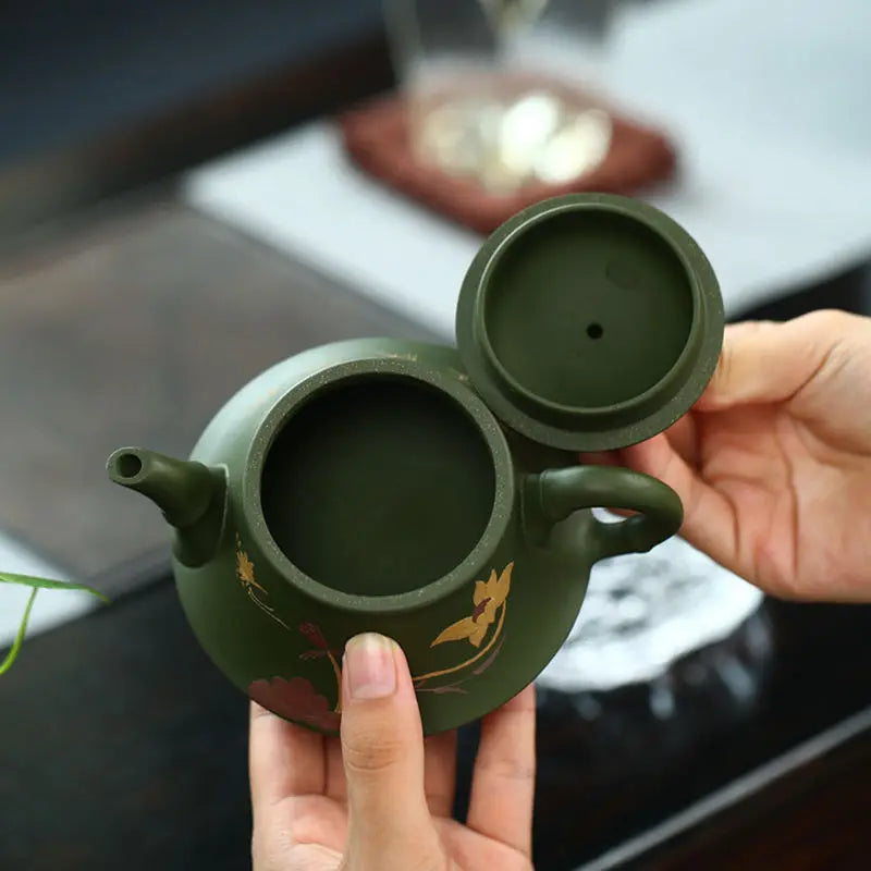 230CC Real Handmade Boutique Green Kettle Yixing Purple Clay Teapot Puer Tea Set Kung Fu Zisha Teaware Tea Pot
