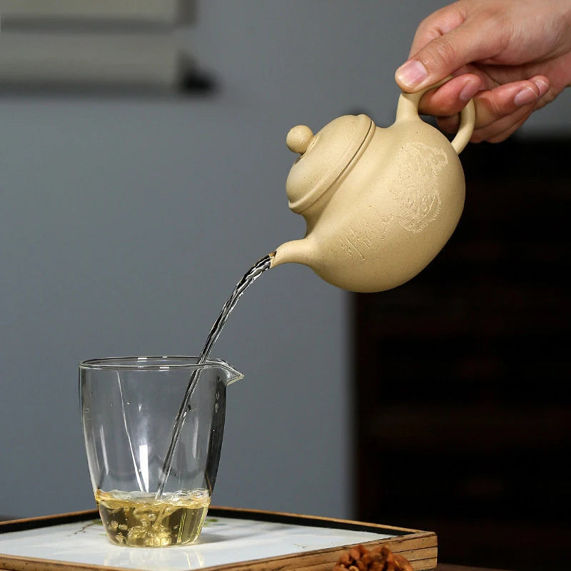 230ml Authentic Yixing Raw Ore Purple Clay Teapots Famous Artists Handmade Tea Pot Beauty Kettle Chinese Zisha Tea Set Teaware