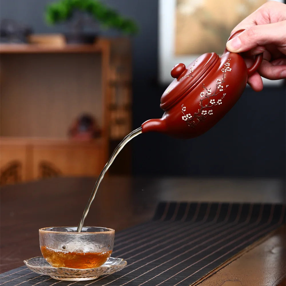 230ml Hand-painted Plum Blossom Xishi Teapot Yixing Purple Clay Tea Pot Household r Teaware Chinese Tea Infuser