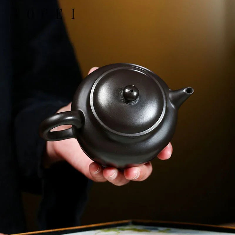 230ml Raw Ore Black Mud Beauty Tea Kettle Yixing Purple Clay Teapots Home Handmade Filter Tea Pot Chinese Zisha Teaware Gifts