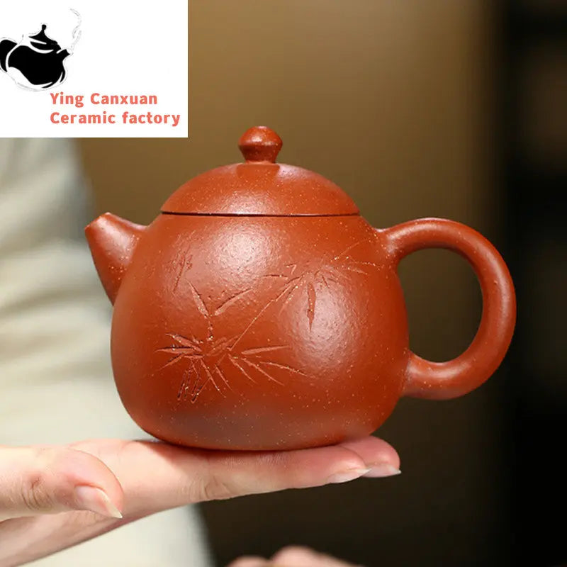 230ml Yixing Purple Clay Teapot Master Handmade Dragon Egg Tea Pot Hand Carved Zisha Tea Set Kettle Chinese Tea Ceremony Gifts