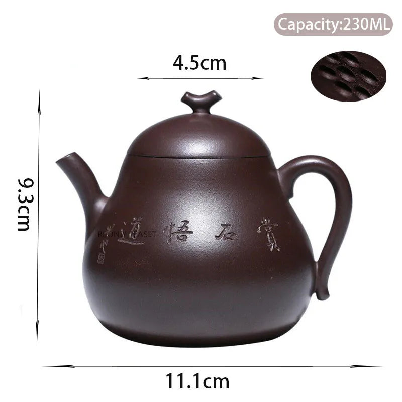 230ml Yixing Purple Clay Teapots Famous Artists Handmade Tea Pot Raw Ore Purple Mud Kettle Chinese Zisha Tea Set Teaware