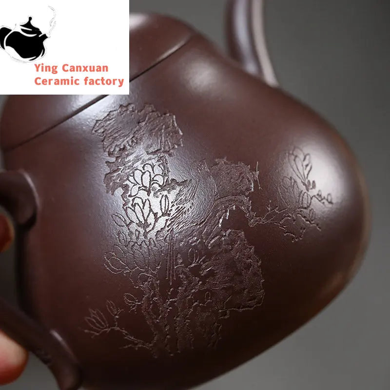 230ml Yixing Purple Clay Teapots Famous Artists Handmade Tea Pot Raw Ore Purple Mud Kettle Chinese Zisha Tea Set Teaware