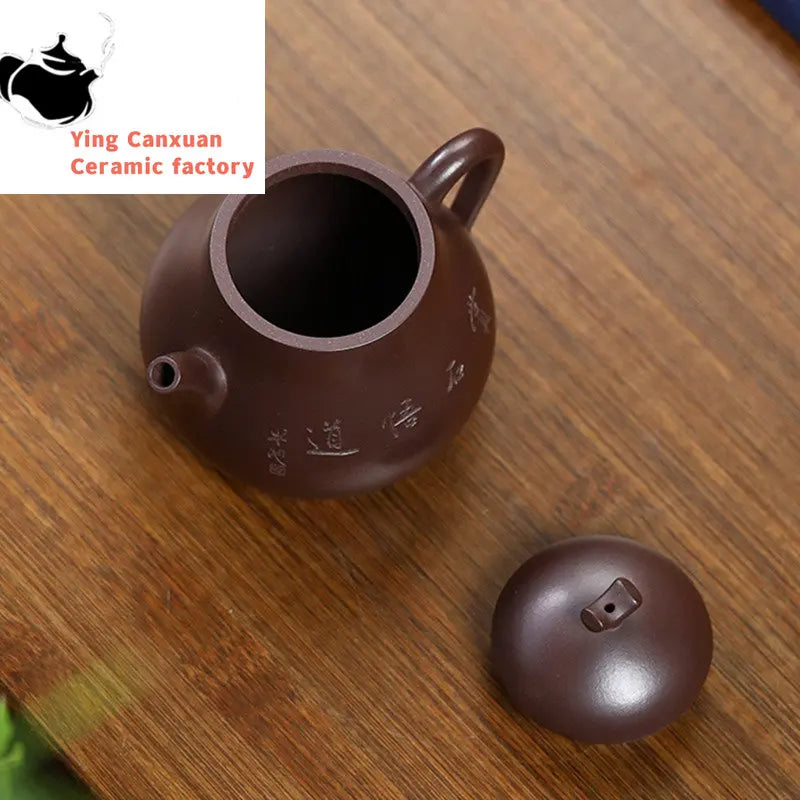 230ml Yixing Purple Clay Teapots Famous Artists Handmade Tea Pot Raw Ore Purple Mud Kettle Chinese Zisha Tea Set Teaware