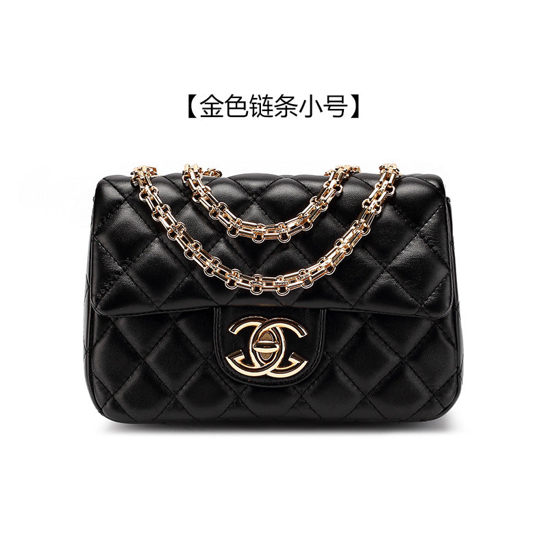 Genuine Leather Quilted Chain Bag for Women, Classic Chanel-Style Shoulder Crossbody Purse, Trendy Textured Handbag for Ladies