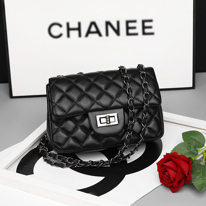 Genuine Leather Quilted Chain Bag for Women, Classic Chanel-Style Shoulder Crossbody Purse, Trendy Textured Handbag for Ladies