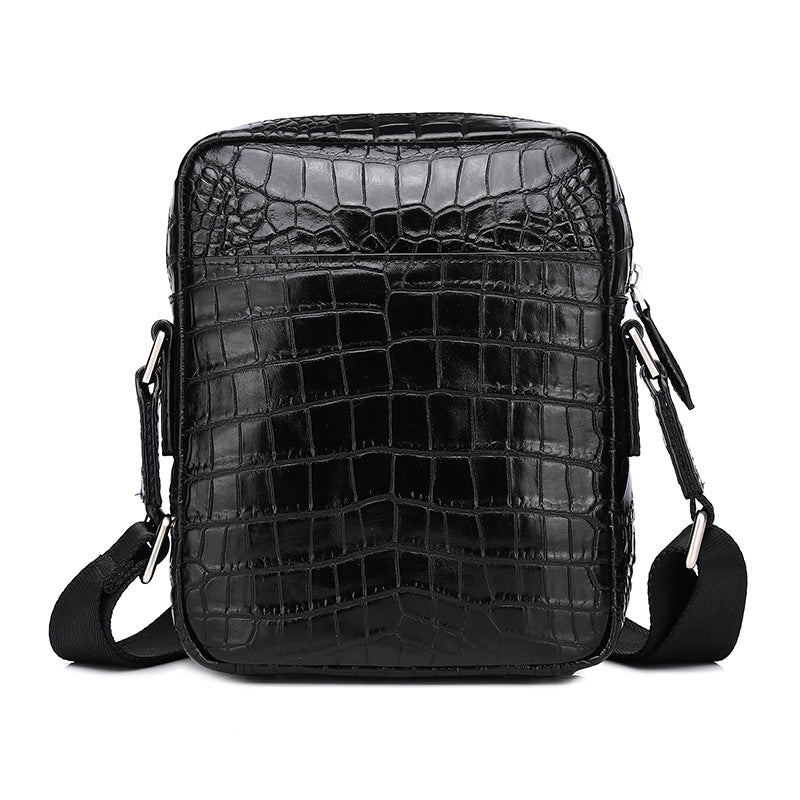 New Arrival Croc-Effect Top-Layer Cowhide Shoulder Bag for Men, A Minimalist Business Crossbody Handbag with Versatile Casual Design