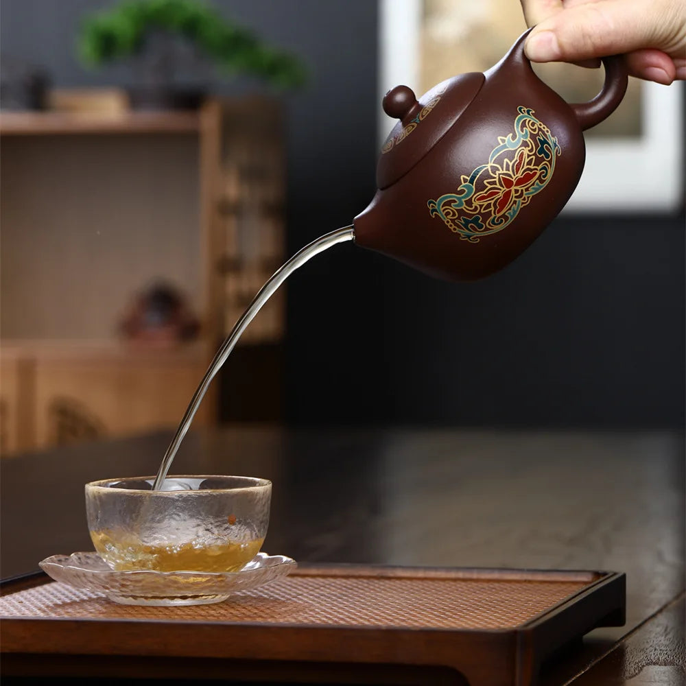 240cc Yixing Purple Clay Teapot Chinese Famous Handmade Xishi Tea Pot Authentic Zisha Tea Set Kung Fu Teaware Kettle