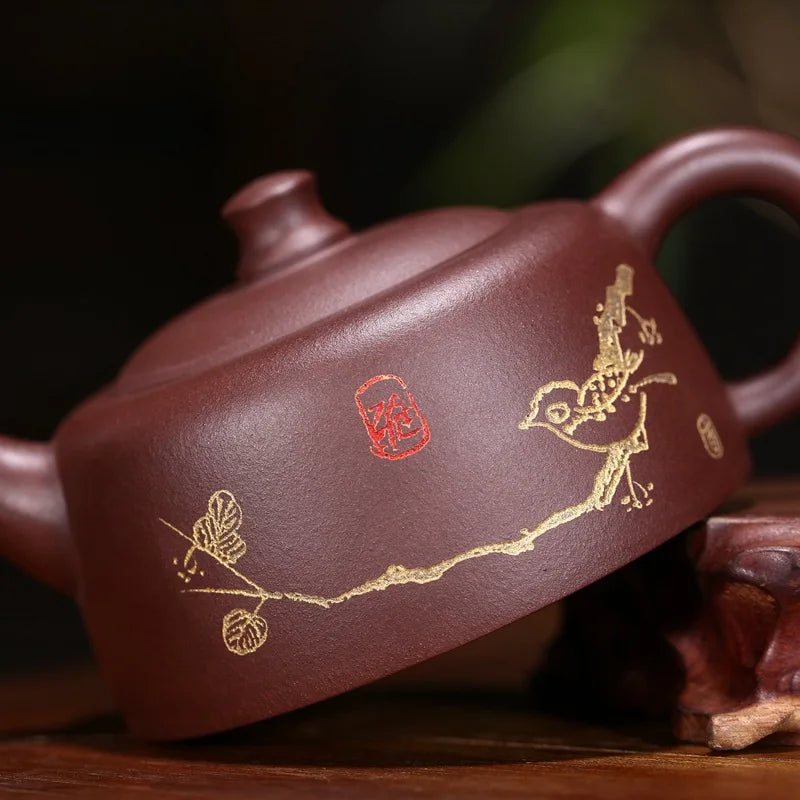 240ml Chinese Yixing Teapot Famous Master Handmade Well Bar Teapot Kung Fu Tea Set