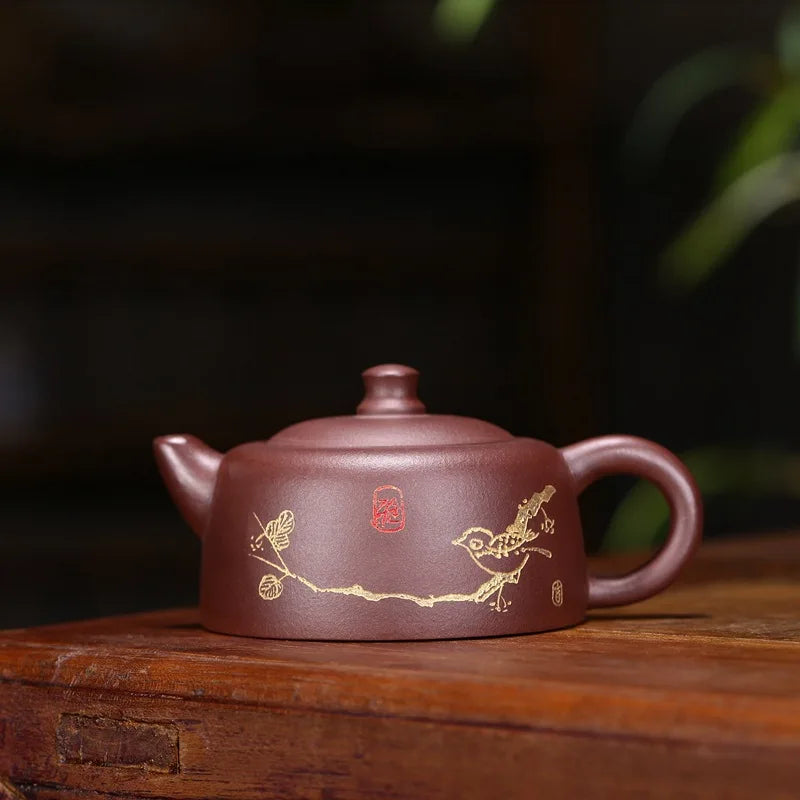 240ml Chinese Yixing Teapot Famous Master Handmade Well Bar Teapot Kung Fu Tea Set