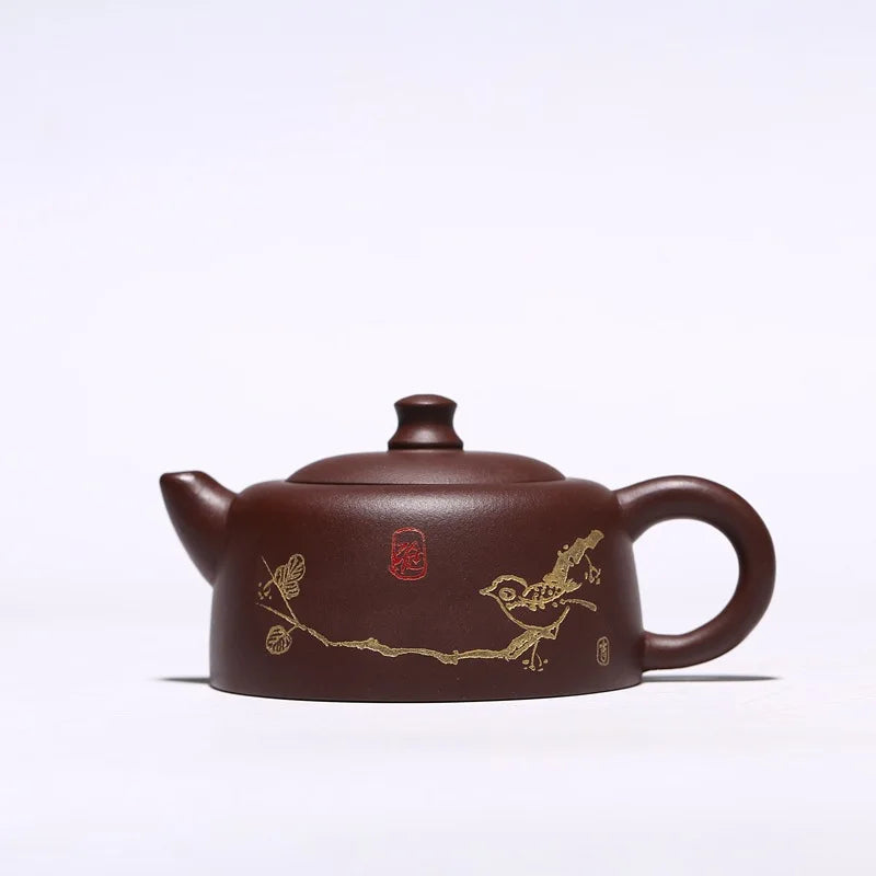 240ml Chinese Yixing Teapot Famous Master Handmade Well Bar Teapot Kung Fu Tea Set