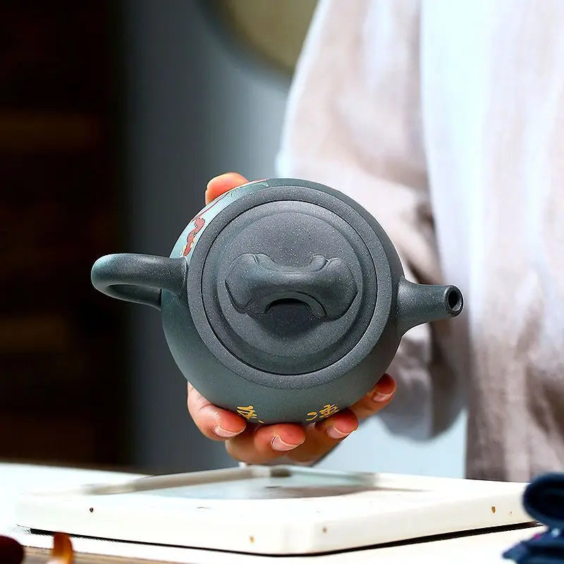 240ml Yixing Purply Clay Teapot Chinese Kongfu Tea Pots Filter Stone Scoop Teapot Kettle Raw Ore Handmade Tea Set
