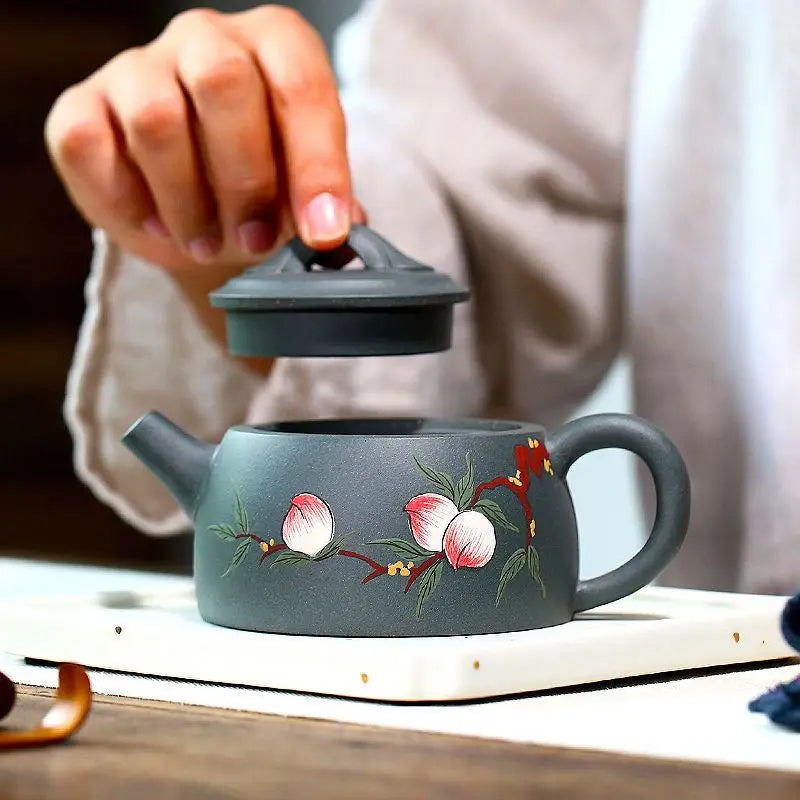 240ml Yixing Tea Pot Purple Clay Filter Stone Scoop Teapot Kettle Raw Ore Handmade Tea Set