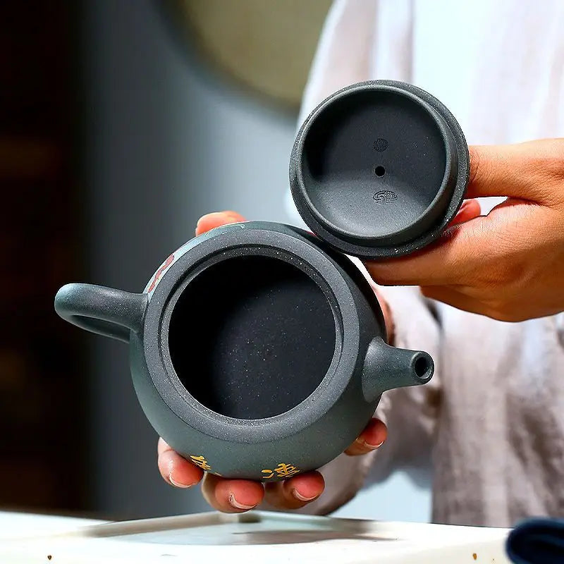 240ml Yixing Tea Pot Purple Clay Filter Stone Scoop Teapot Kettle Raw Ore Handmade Tea Set