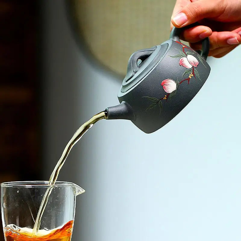 240ml Yixing Tea Pot Purple Clay Filter Stone Scoop Teapot Kettle Raw Ore Handmade Tea Set