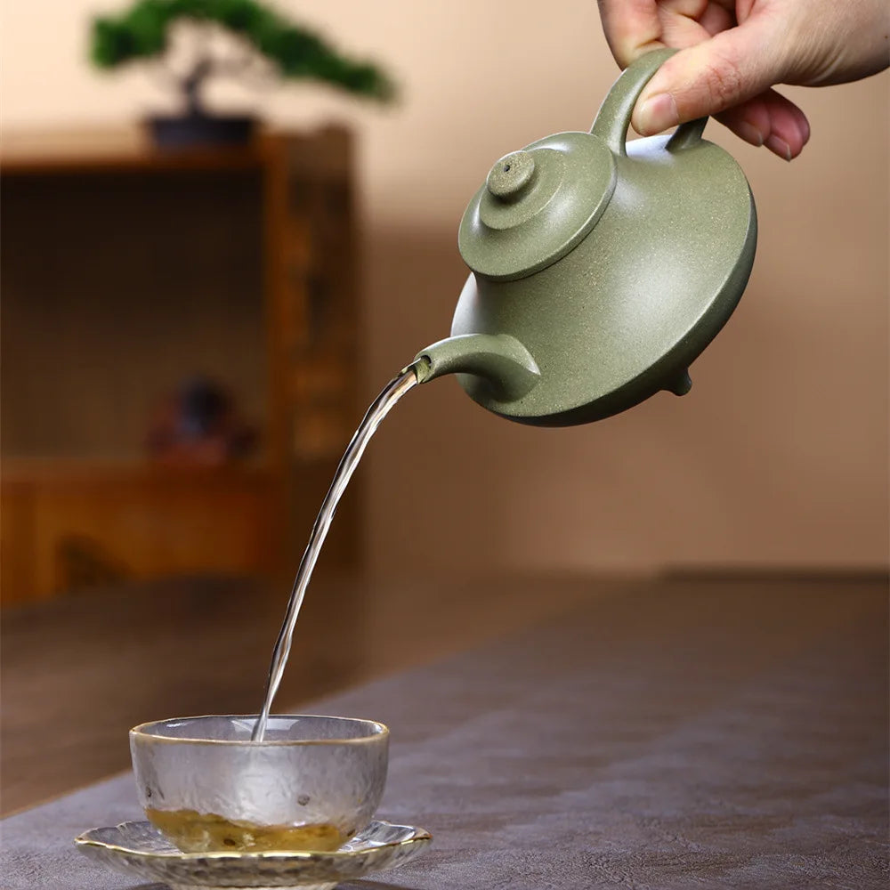 245CC Real Handmade Boutique Green Kettle Yixing Purple Clay Teapot Puer Tea Set Kung Fu Zisha Teaware Tea Pot