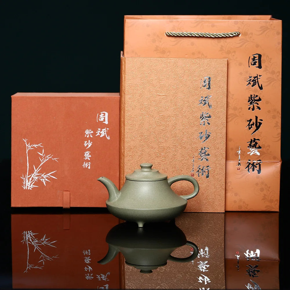 245CC Real Handmade Boutique Green Kettle Yixing Purple Clay Teapot Puer Tea Set Kung Fu Zisha Teaware Tea Pot