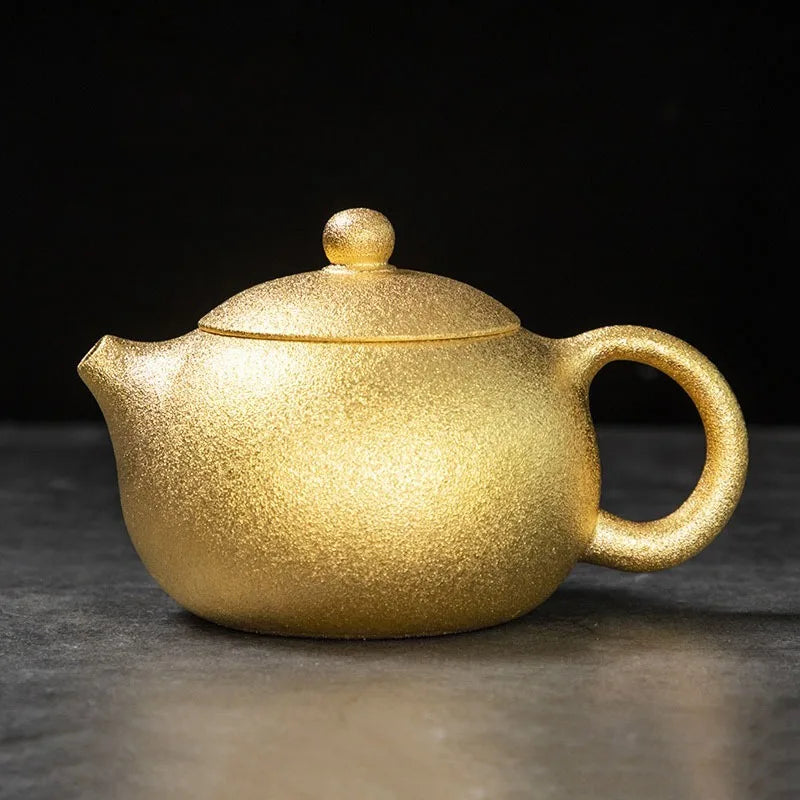 24K Gold Plating Ceramic Teapot, Beautiful Teapot, Handmade Kung Fu Tea Table, Yixing Teapot,Puer Tea Infuser Teapots Boil Water