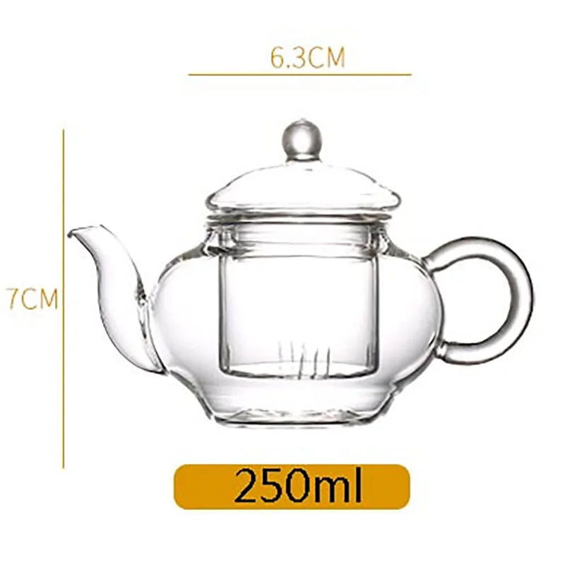 250ML Glass Teapot Household Teaware Tea Infuser Heat Resistant High Temperature Explosion Proof Milk Rose Flower Tea Set Teacup
