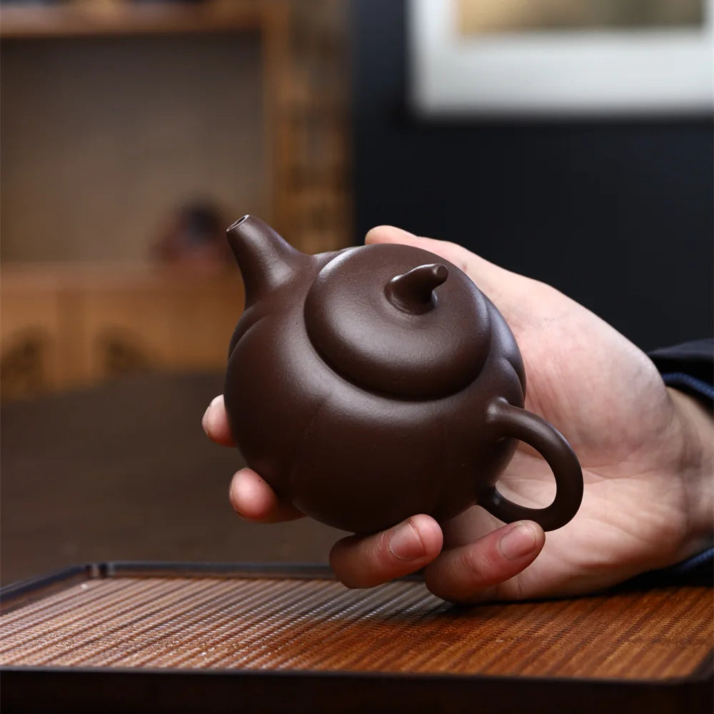 250cc Yixing Pumpkin Tea Pot Purple Clay Teapots Handmade Zisha Tea Set Authentic Teaware