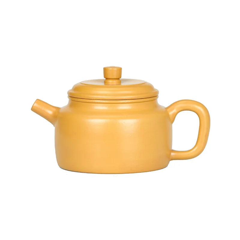 250cc Yixing Zisha Teapot Flat Xishi Pot Chinese Tea Ceremony Zisha Teapot Raw Yellow Clay Handmade Teapot