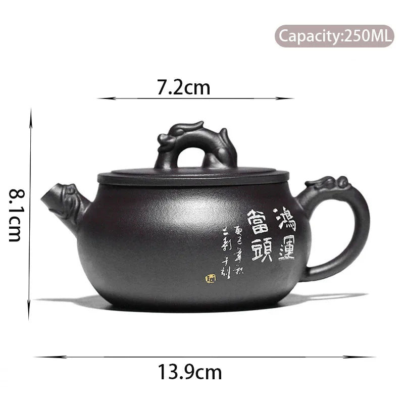 250ml Authentic Yixing Purple Clay Teapots Raw Ore Black Mud Handmade Tea Pot Household Zisha Filter Tea Kettle Chinese Teaware