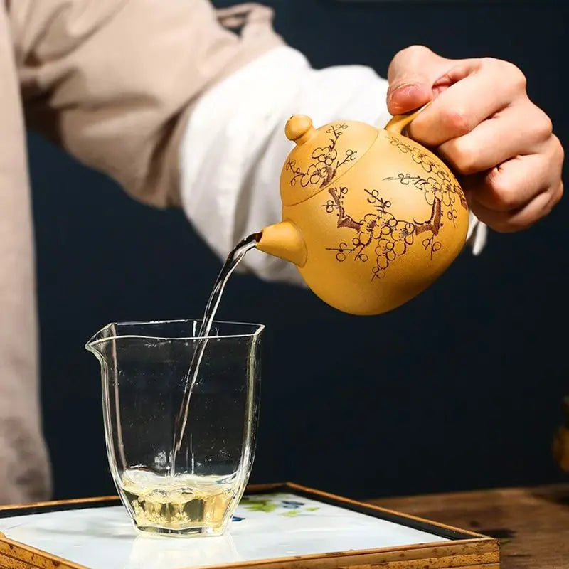 250ml  Chinese Yixing Teapot Handmade Kettle Ball Hole Filter Purple Clay Tea Pot Flower Teaware Kung Fu Teaset