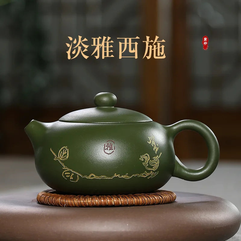 260CC Real Handmade Boutique Green Kettle Yixing Purple Clay Teapot Puer Tea Set Kung Fu shixi Zisha Teaware Tea Pot